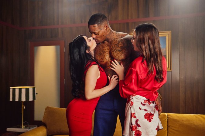Violet Myers, Rissa May in an interracial threesome with hard blowjob and deepthroat action — Violet Myers, Rissa May & Jason Luv #9